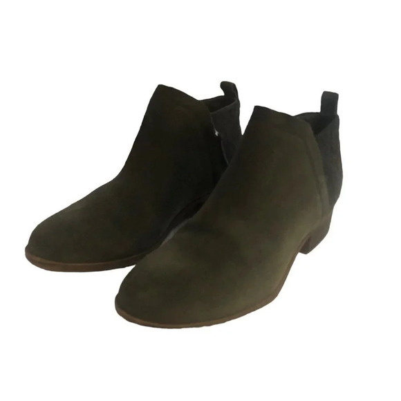 Tom's "Deia" Sz 7.5 Women's Olive/Moss Green Suede Wool Zipper Ankle Booties - Picture 3 of 7